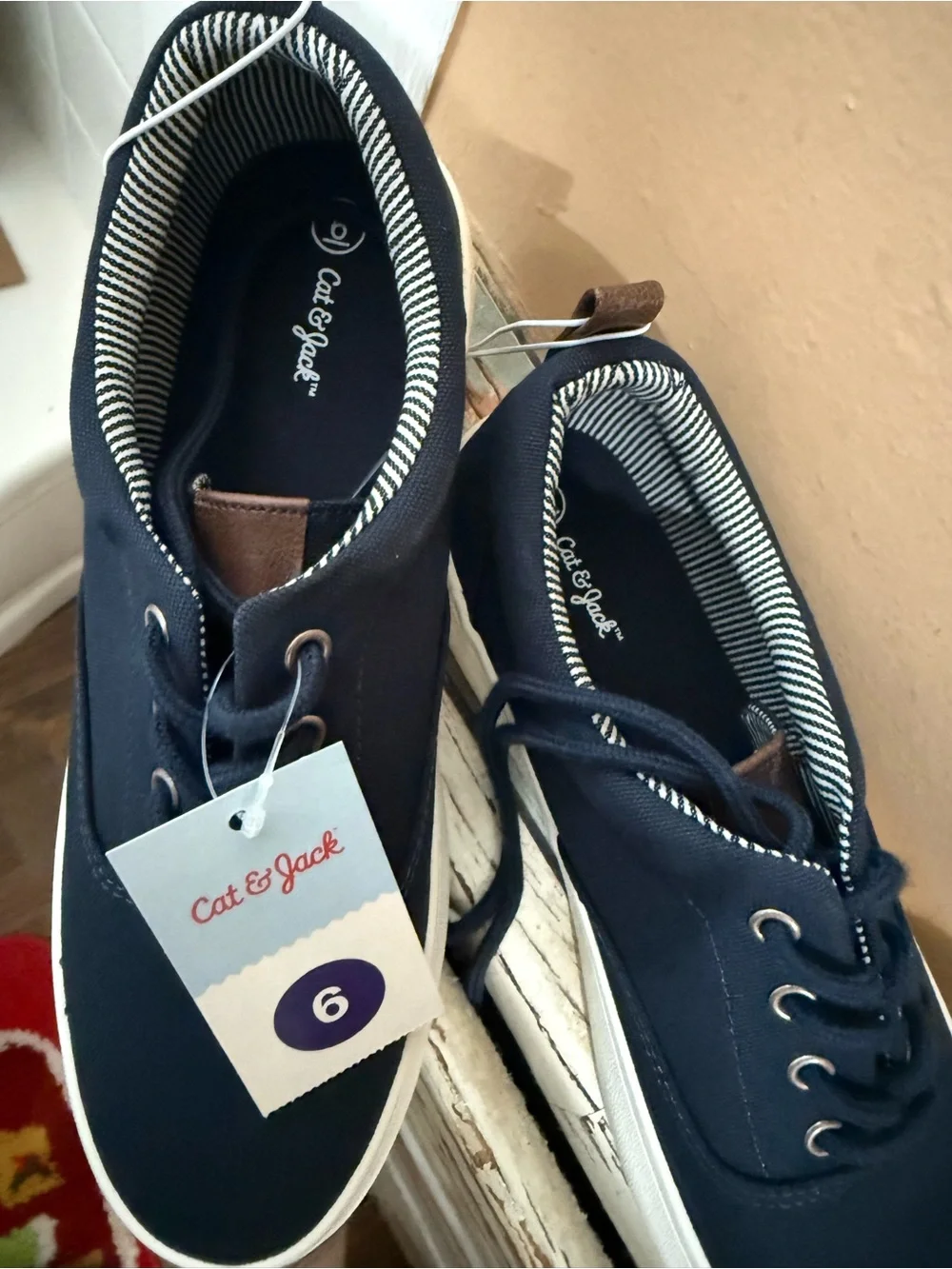 Cat & Jack Navy Canvas Men's Lace-Up Sneakers with White Soles